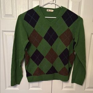 J. Crew Green Argyle Sweater with Brown and Navy